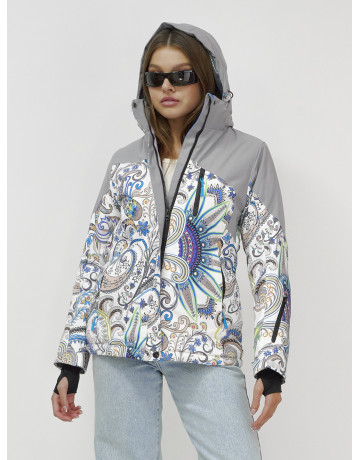 Женская горнолыжная куртка, светло-серый, зима.