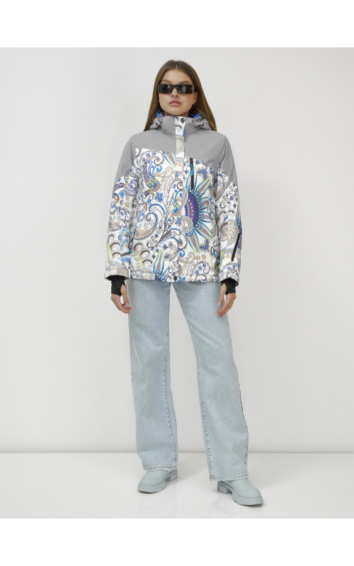 Женская горнолыжная куртка, светло-серый, зима.