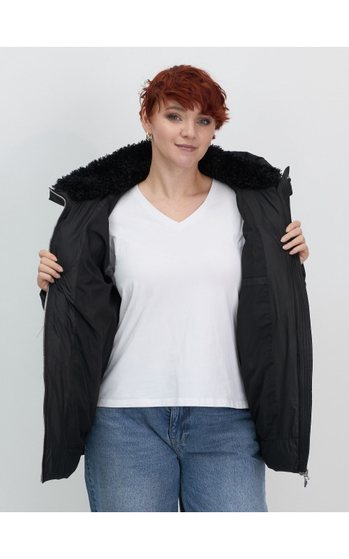 Пуховик для женщин с искусственной овчиной — тепло и стиль зима 2025