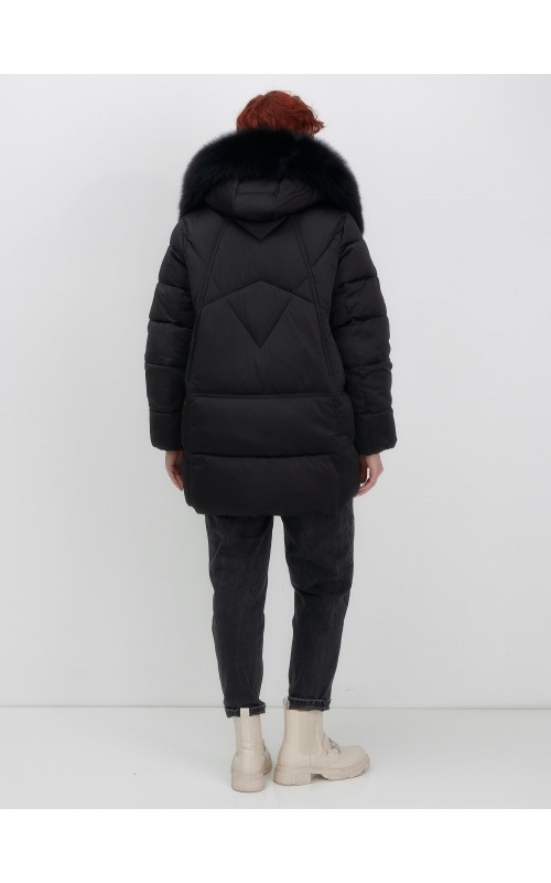 Пуховик для женщин с мехом песца