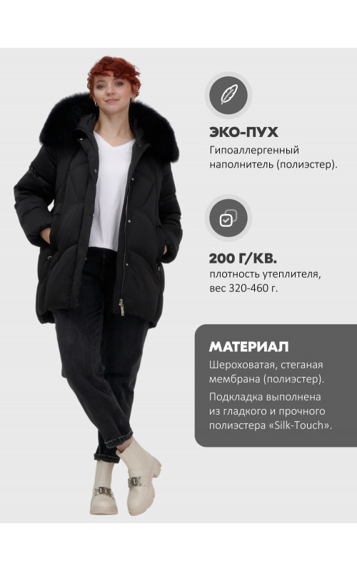 Пуховик для женщин с мехом песца