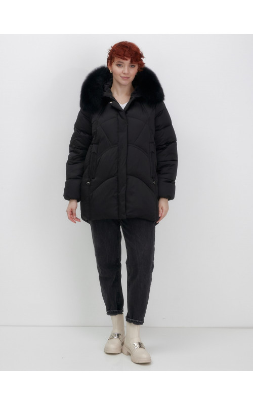 Пуховик для женщин с мехом песца