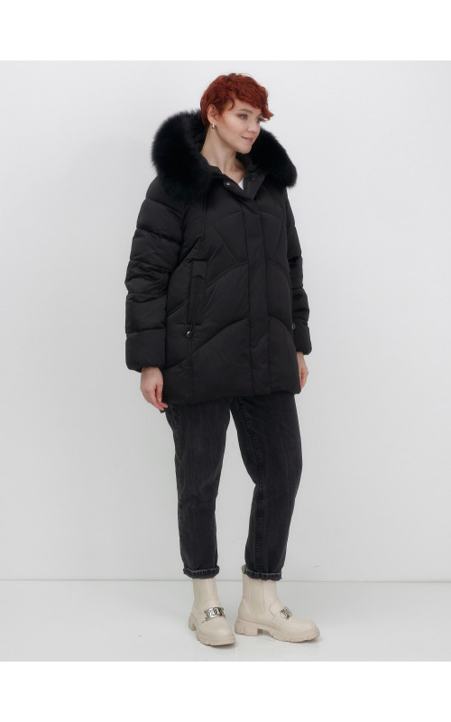 Пуховик для женщин с мехом песца