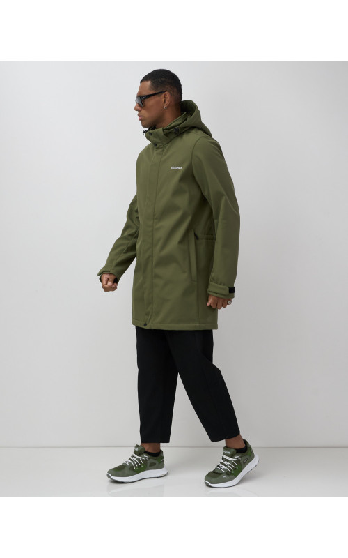 Мужская спортивная парка с капюшоном softshell, хаки