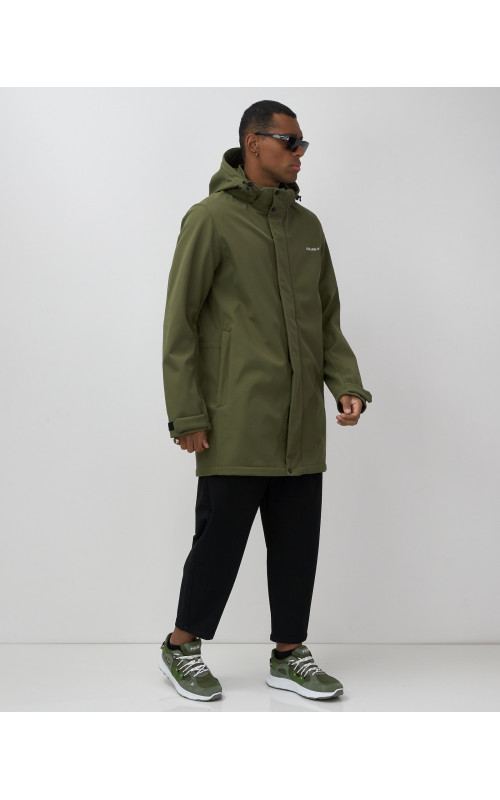 Мужская спортивная парка с капюшоном softshell, хаки