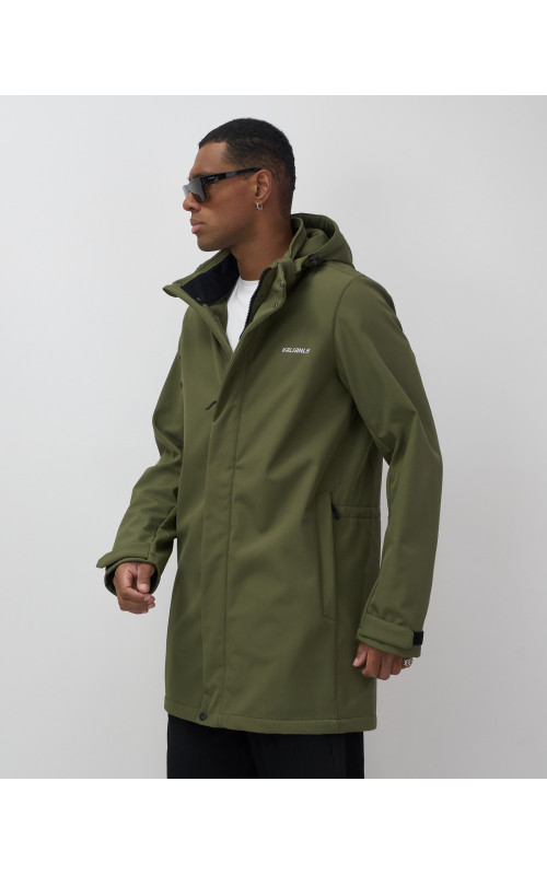 Мужская спортивная парка с капюшоном softshell, хаки
