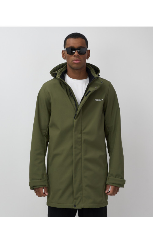 Мужская спортивная парка с капюшоном softshell, хаки