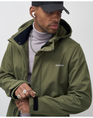 Мужская спортивная парка с капюшоном softshell, хаки