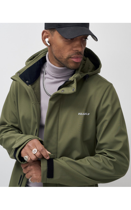 Мужская спортивная парка с капюшоном softshell, хаки