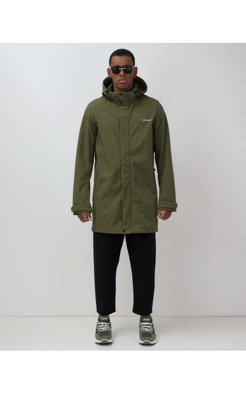 Мужская спортивная парка с капюшоном softshell, хаки