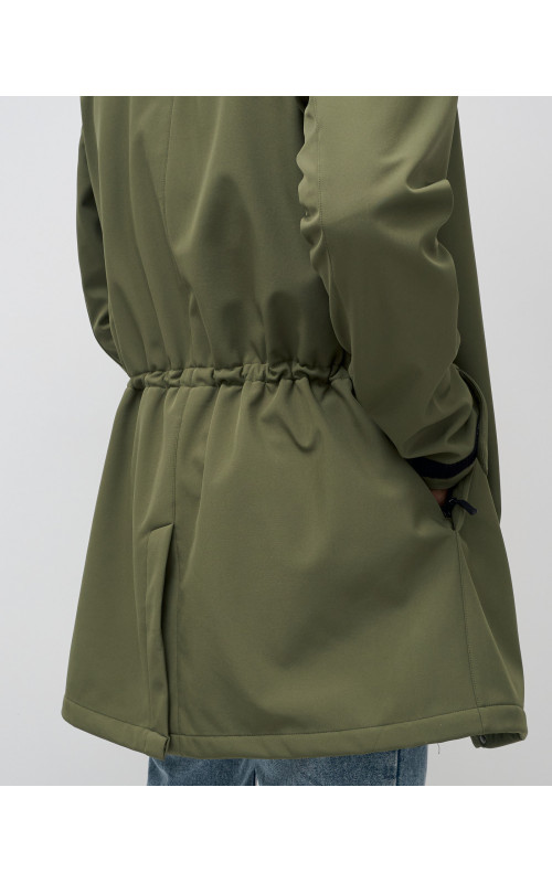 Мужская спортивная парка с капюшоном softshell, хаки