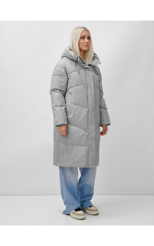 Длинный зимний пуховик с капюшоном для женщин