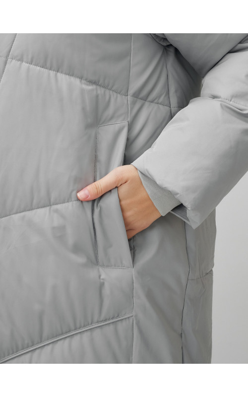 Длинный зимний пуховик с капюшоном для женщин