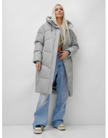 Длинный зимний пуховик с капюшоном для женщин