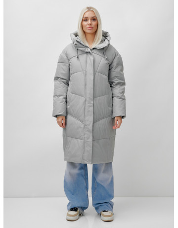 Длинный зимний пуховик с капюшоном для женщин