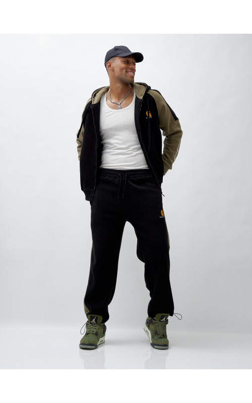 Мужской утеплённый спортивный костюм с начёсом для осени.