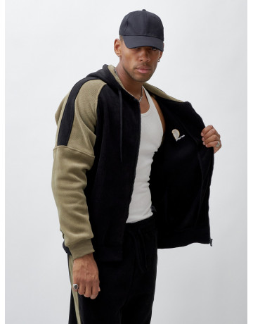 Мужской утеплённый спортивный костюм с начёсом для осени.