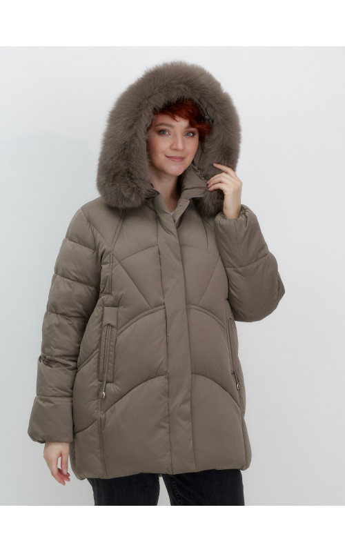 Пуховик для женщин с мехом песца