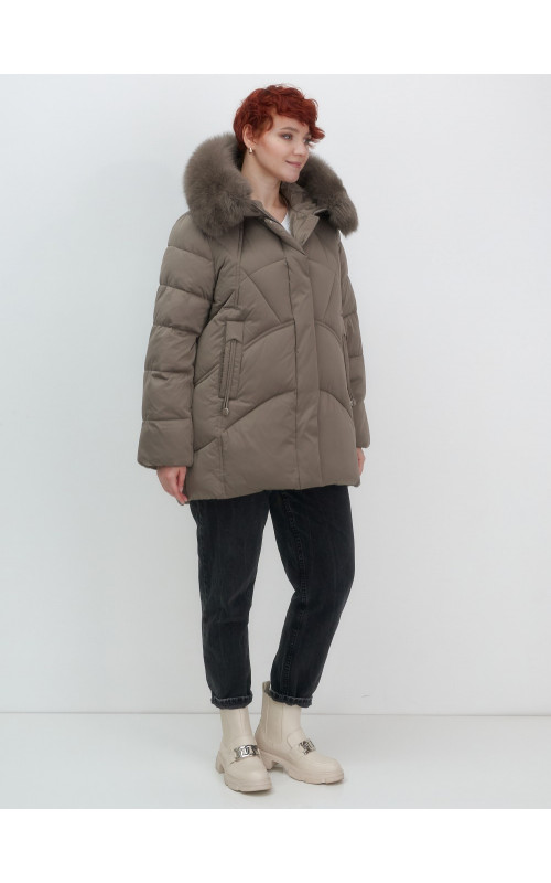 Пуховик для женщин с мехом песца