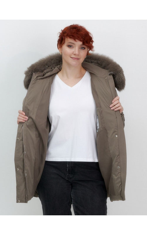 Пуховик для женщин с мехом песца
