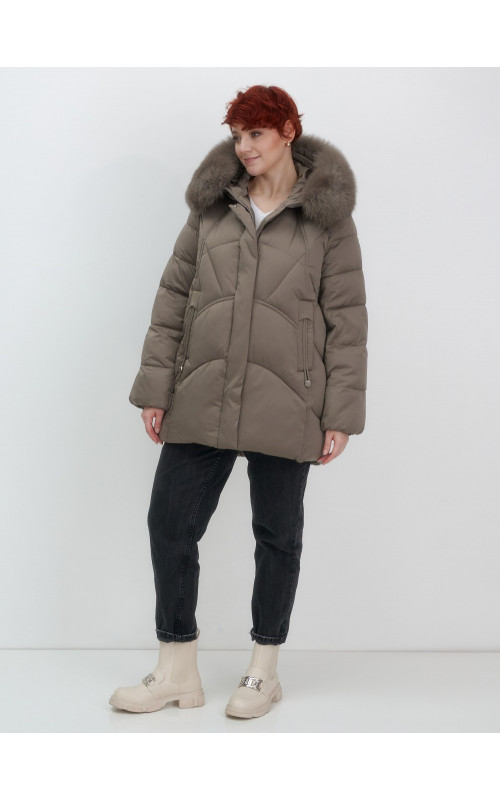 Пуховик для женщин с мехом песца