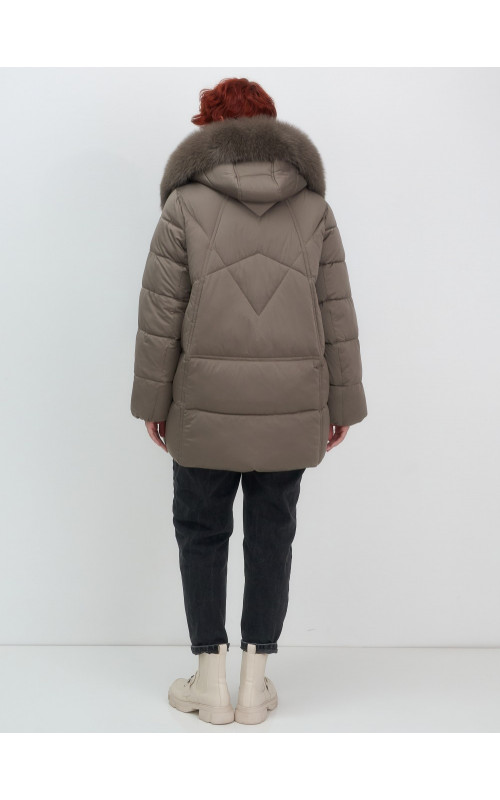 Пуховик для женщин с мехом песца