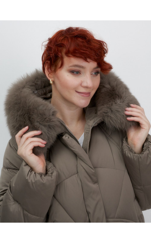 Пуховик для женщин с мехом песца