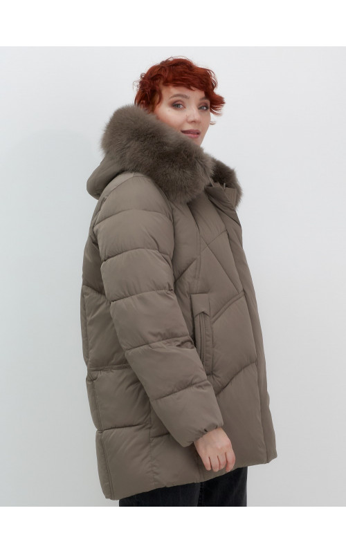 Пуховик для женщин с мехом песца