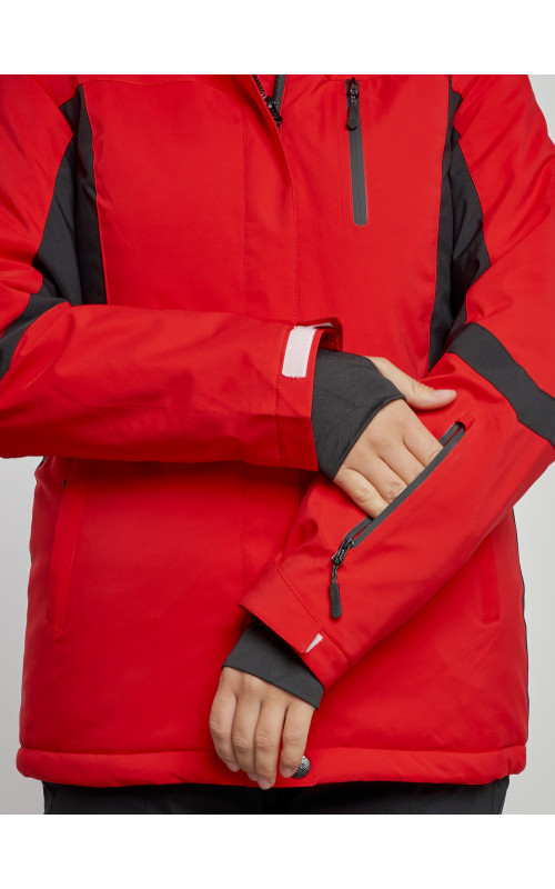 Женская горнолыжная куртка красная, зима