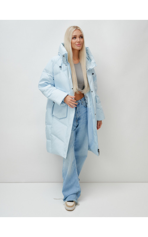 Женский длинный пуховик с капюшоном «Летучая мышь»