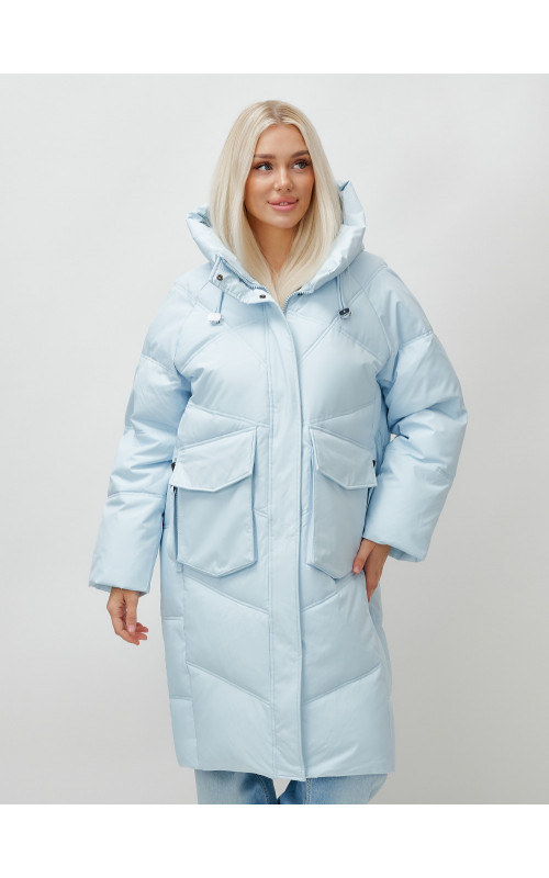 Женский длинный пуховик с капюшоном «Летучая мышь»