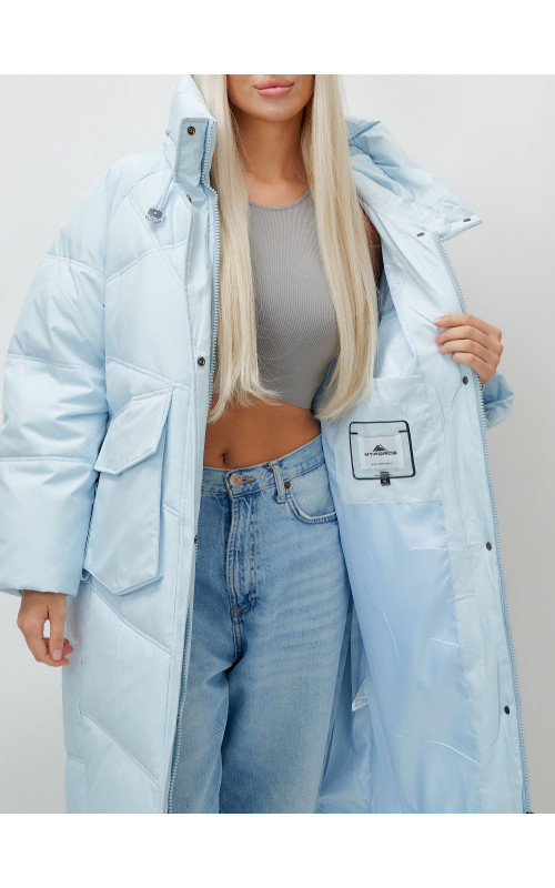 Женский длинный пуховик с капюшоном «Летучая мышь»