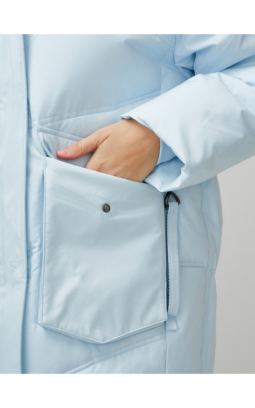 Женский длинный пуховик с капюшоном «Летучая мышь»