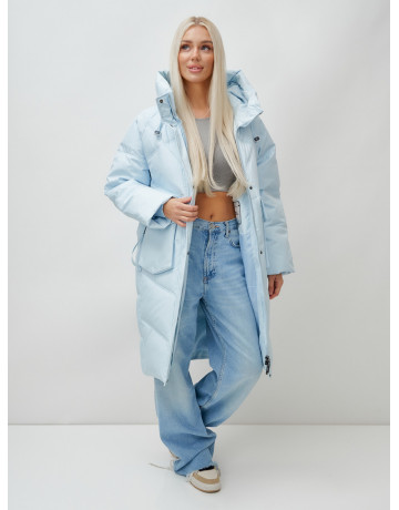 Женский длинный пуховик с капюшоном «Летучая мышь»