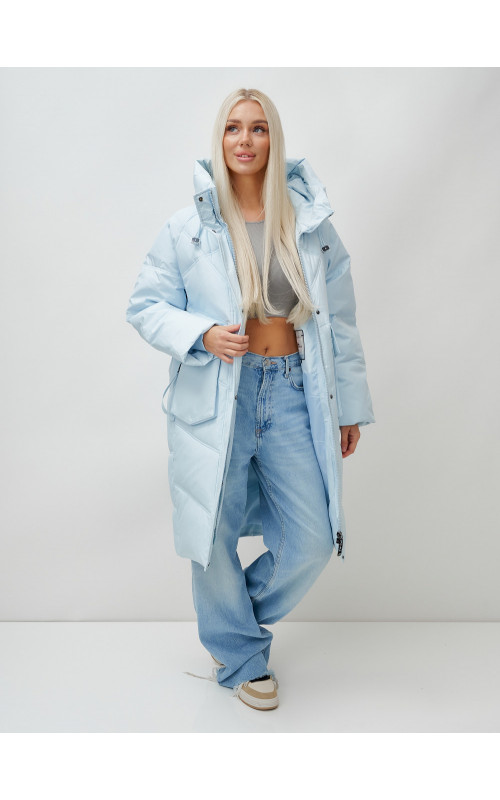 Женский длинный пуховик с капюшоном «Летучая мышь»