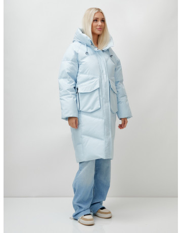 Женский длинный пуховик с капюшоном «Летучая мышь»