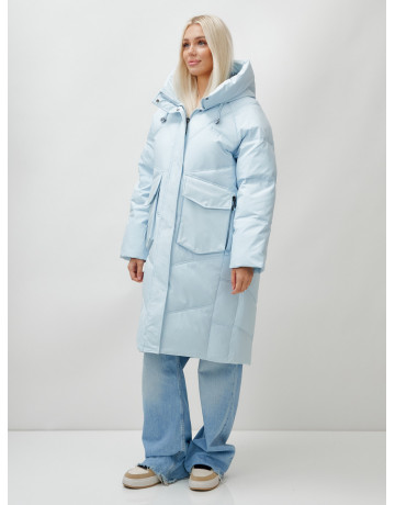 Женский длинный пуховик с капюшоном «Летучая мышь»