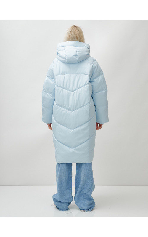 Женский длинный пуховик с капюшоном «Летучая мышь»