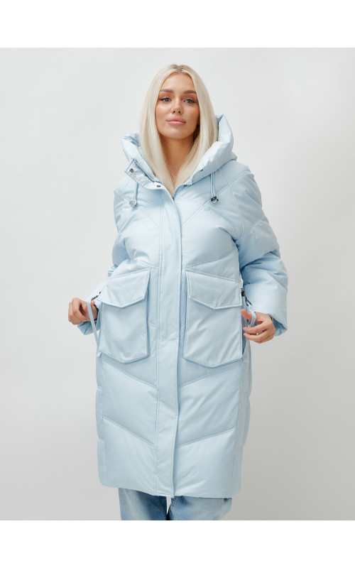 Женский длинный пуховик с капюшоном «Летучая мышь»