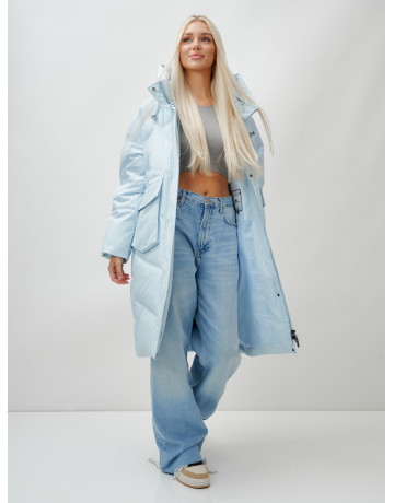 Женский длинный пуховик с капюшоном «Летучая мышь»