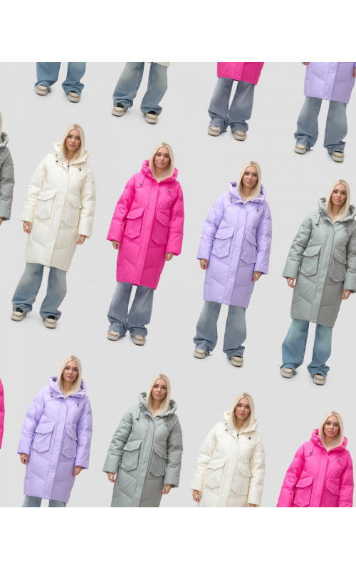 Женский длинный пуховик с капюшоном «Летучая мышь»