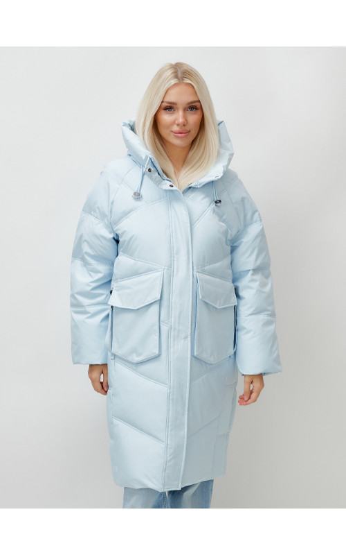 Женский длинный пуховик с капюшоном «Летучая мышь»