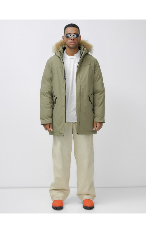 Мужская зимняя парка с мехом енота для активного отдыха