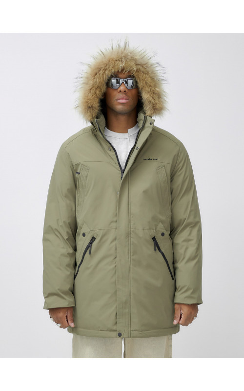 Мужская зимняя парка с мехом енота для активного отдыха