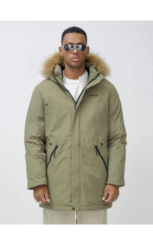 Мужская зимняя парка с мехом енота для активного отдыха