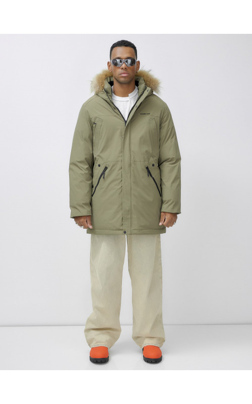 Мужская зимняя парка с мехом енота для активного отдыха