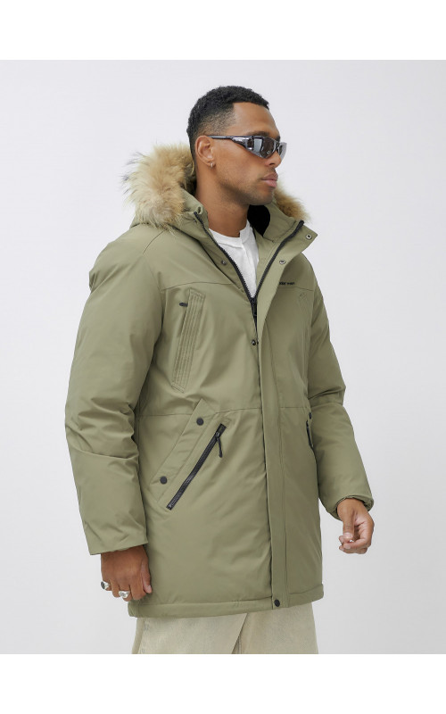 Мужская зимняя парка с мехом енота для активного отдыха