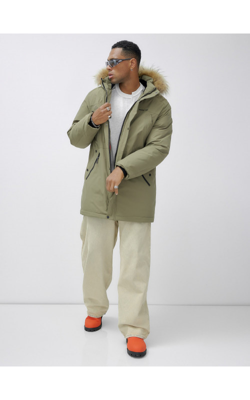 Мужская зимняя парка с мехом енота для активного отдыха