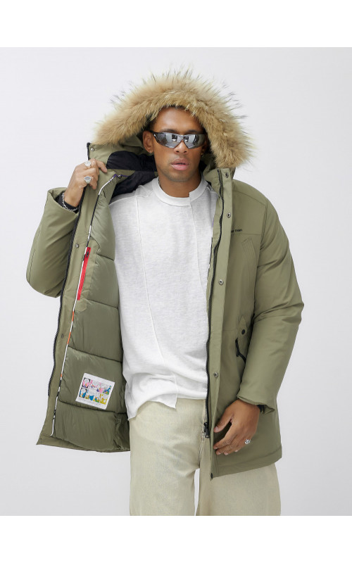 Мужская зимняя парка с мехом енота для активного отдыха