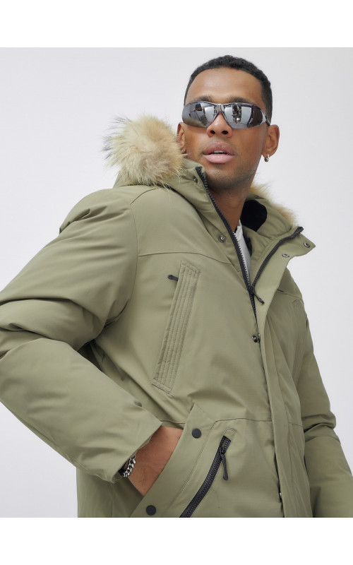 Мужская зимняя парка с мехом енота для активного отдыха